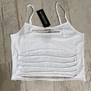 NWT Current Mood Never Conform Slashed Cut Out Crop Tank Top - Size L